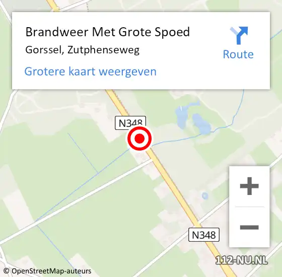Locatie op kaart van de 112 melding: Brandweer Met Grote Spoed Naar Gorssel, Zutphenseweg op 25 maart 2018 15:52