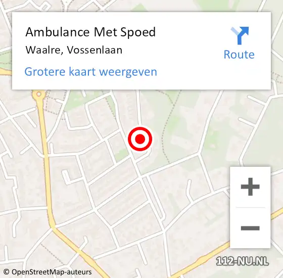 Locatie op kaart van de 112 melding: Ambulance Met Spoed Naar Waalre, Vossenlaan op 25 maart 2018 17:26