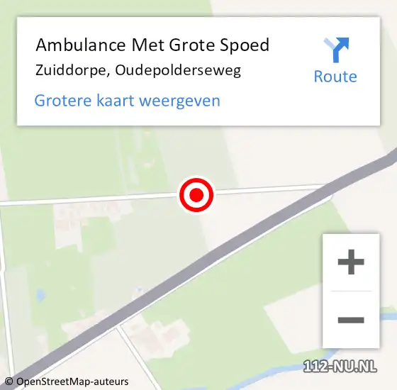 Locatie op kaart van de 112 melding: Ambulance Met Grote Spoed Naar Zuiddorpe, Oudepolderseweg op 25 maart 2018 17:27