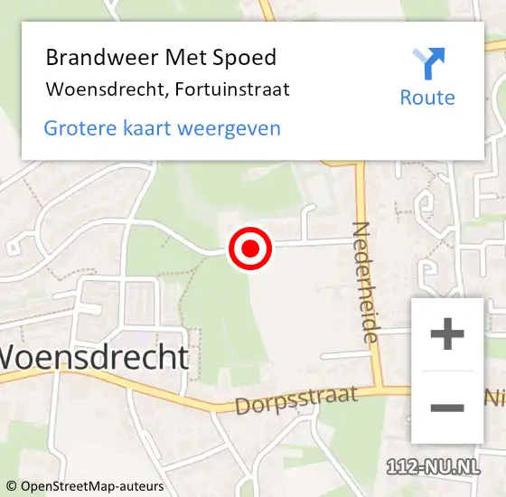 Locatie op kaart van de 112 melding: Brandweer Met Spoed Naar Woensdrecht, Fortuinstraat op 26 maart 2018 07:45