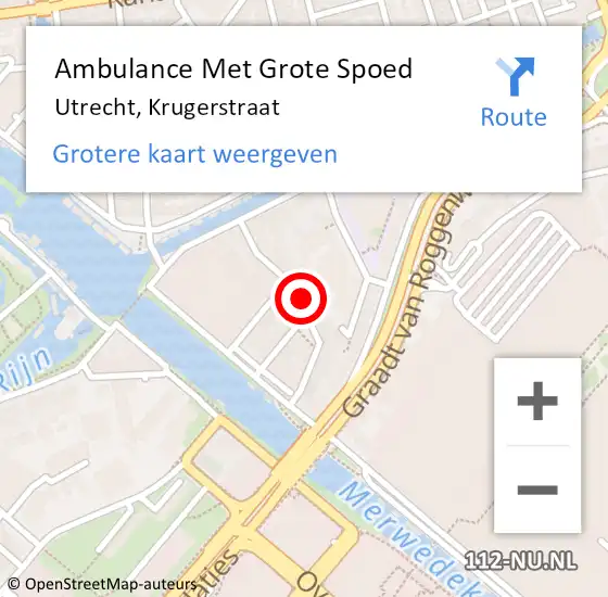 Locatie op kaart van de 112 melding: Ambulance Met Grote Spoed Naar Utrecht, Krugerstraat op 26 maart 2018 09:23
