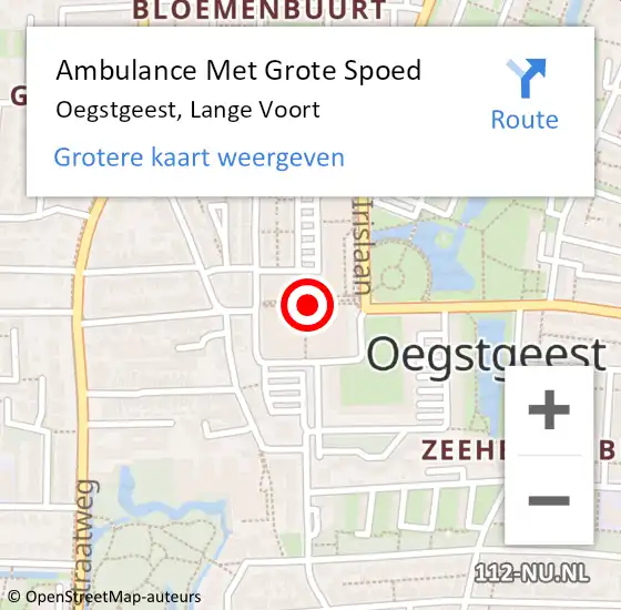 Locatie op kaart van de 112 melding: Ambulance Met Grote Spoed Naar Oegstgeest, Lange Voort op 26 maart 2018 12:17