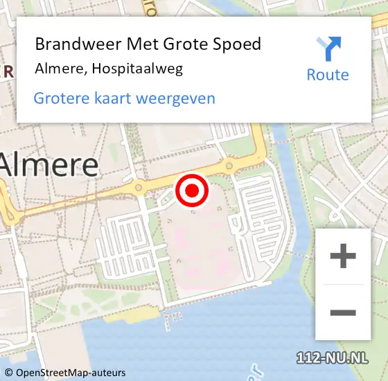 Locatie op kaart van de 112 melding: Brandweer Met Grote Spoed Naar Almere, Hospitaalweg op 26 maart 2018 13:01