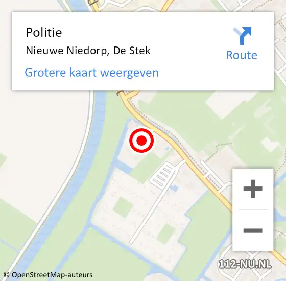Locatie op kaart van de 112 melding: Politie Nieuwe Niedorp, De Stek op 26 maart 2018 15:34