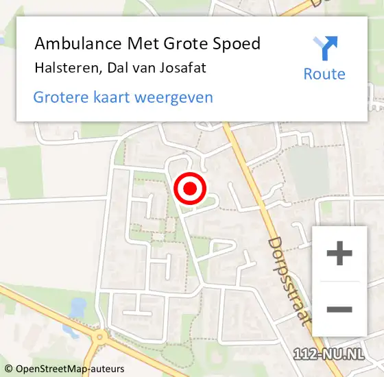 Locatie op kaart van de 112 melding: Ambulance Met Grote Spoed Naar Halsteren, Dal van Josafat op 26 maart 2018 17:45