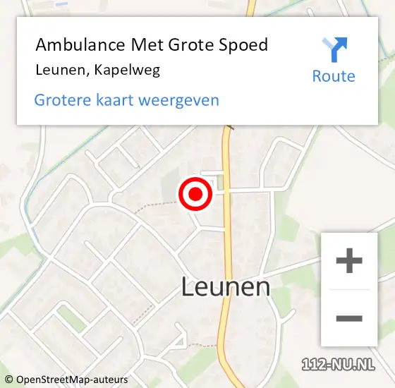Locatie op kaart van de 112 melding: Ambulance Met Grote Spoed Naar Leunen, Kapelweg op 20 februari 2014 10:58