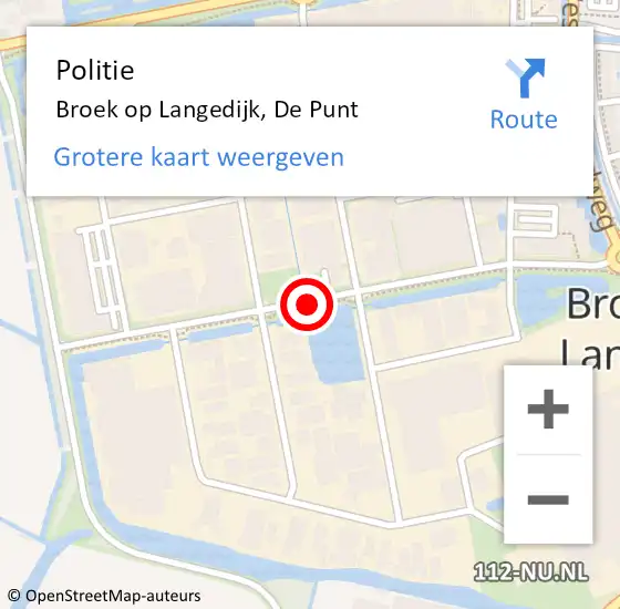 Locatie op kaart van de 112 melding: Politie Broek op Langedijk, De Punt op 26 maart 2018 17:49