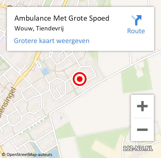 Locatie op kaart van de 112 melding: Ambulance Met Grote Spoed Naar Wouw, Tiendevrij op 27 maart 2018 08:47