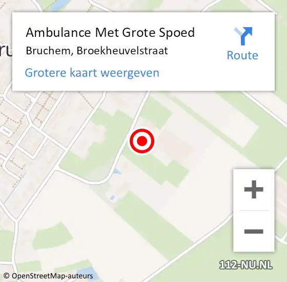 Locatie op kaart van de 112 melding: Ambulance Met Grote Spoed Naar Bruchem, Broekheuvelstraat op 27 maart 2018 11:28