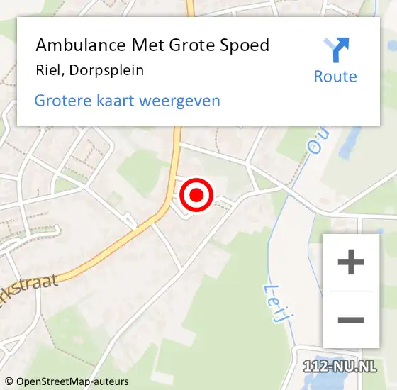 Locatie op kaart van de 112 melding: Ambulance Met Grote Spoed Naar Riel, Dorpsplein op 27 maart 2018 13:14