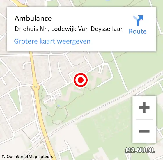 Locatie op kaart van de 112 melding: Ambulance Driehuis Nh, Lodewijk Van Deyssellaan op 27 maart 2018 14:43
