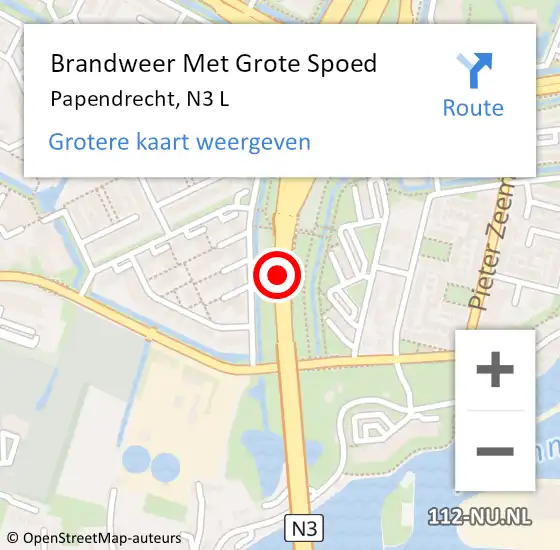 Locatie op kaart van de 112 melding: Brandweer Met Grote Spoed Naar Papendrecht, N3 L op 27 maart 2018 15:45