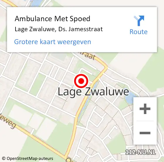 Locatie op kaart van de 112 melding: Ambulance Met Spoed Naar Lage Zwaluwe, Ds. Jamesstraat op 27 maart 2018 17:26