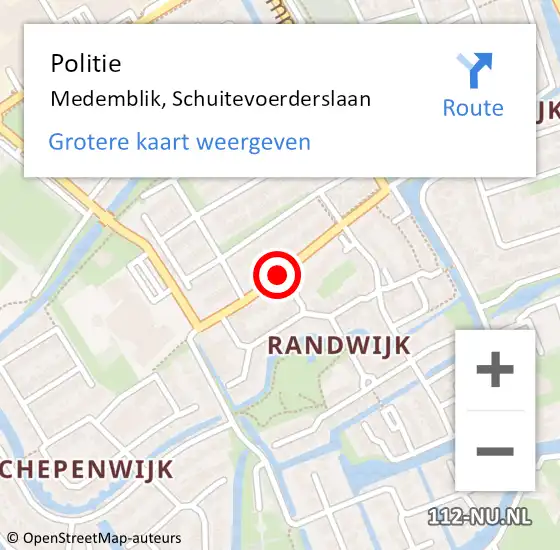 Locatie op kaart van de 112 melding: Politie Medemblik, Schuitevoerderslaan op 27 maart 2018 20:52
