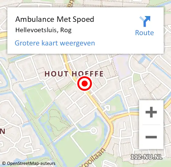 Locatie op kaart van de 112 melding: Ambulance Met Spoed Naar Hellevoetsluis, Rog op 27 maart 2018 21:47