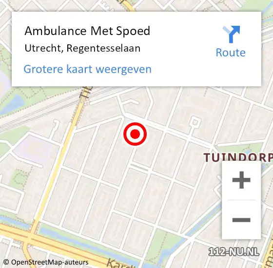 Locatie op kaart van de 112 melding: Ambulance Met Spoed Naar Utrecht, Regentesselaan op 28 maart 2018 08:21