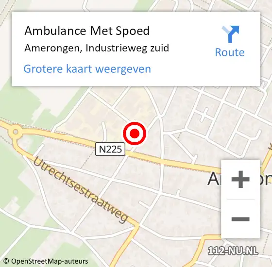 Locatie op kaart van de 112 melding: Ambulance Met Spoed Naar Amerongen, Industrieweg zuid op 28 maart 2018 10:39