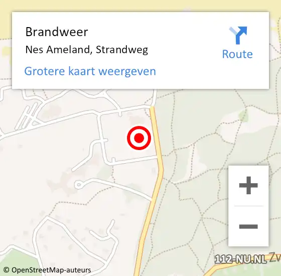 Locatie op kaart van de 112 melding: Brandweer Nes Ameland, Strandweg op 28 maart 2018 11:00
