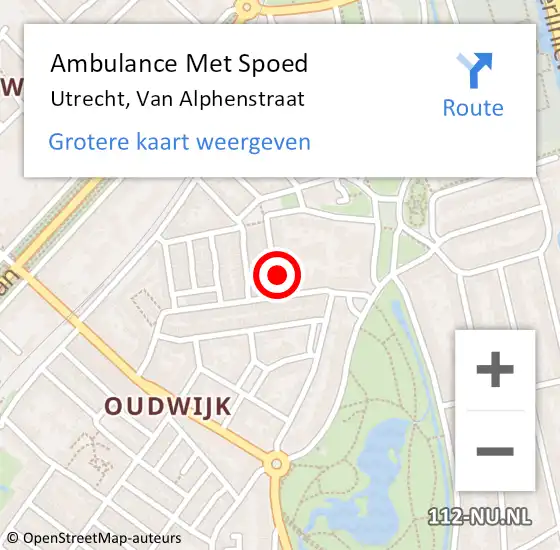 Locatie op kaart van de 112 melding: Ambulance Met Spoed Naar Utrecht, Van Alphenstraat op 28 maart 2018 11:06