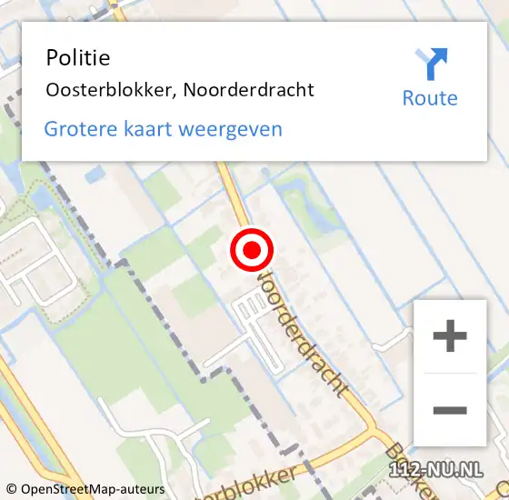 Locatie op kaart van de 112 melding: Politie Oosterblokker, Noorderdracht op 28 maart 2018 15:54