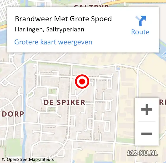 Locatie op kaart van de 112 melding: Brandweer Met Grote Spoed Naar Harlingen, Saltryperlaan op 29 maart 2018 00:00