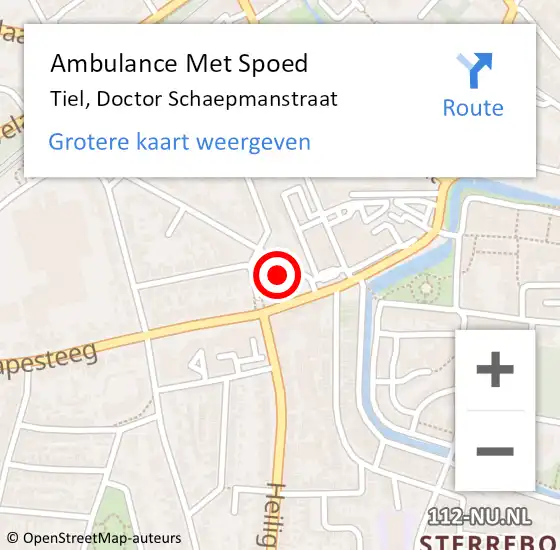 Locatie op kaart van de 112 melding: Ambulance Met Spoed Naar Tiel, Doctor Schaepmanstraat op 29 maart 2018 04:13