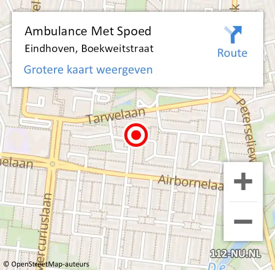 Locatie op kaart van de 112 melding: Ambulance Met Spoed Naar Eindhoven, Boekweitstraat op 29 maart 2018 04:29