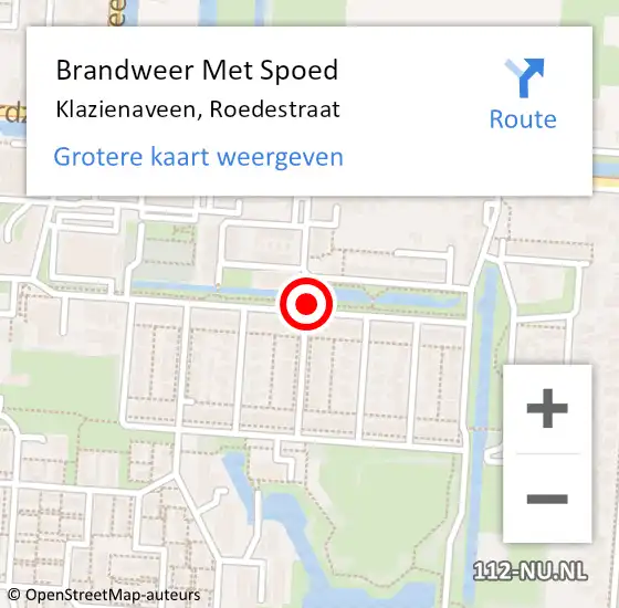 Locatie op kaart van de 112 melding: Brandweer Met Spoed Naar Klazienaveen, Roedestraat op 29 maart 2018 04:53