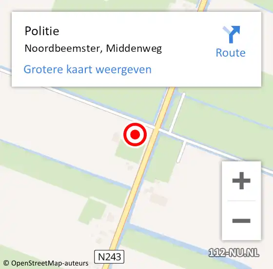 Locatie op kaart van de 112 melding: Politie Noordbeemster, Middenweg op 29 maart 2018 10:04