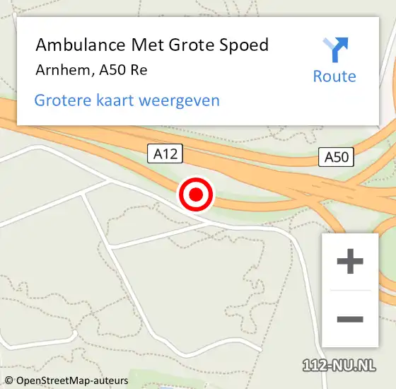 Locatie op kaart van de 112 melding: Ambulance Met Grote Spoed Naar Arnhem, A50 L hectometerpaal: 166,1 op 29 maart 2018 12:27