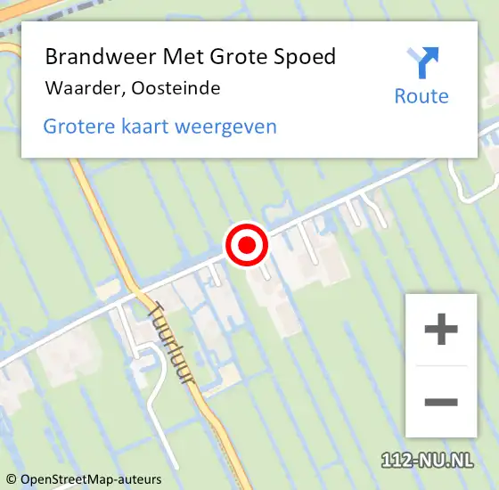 Locatie op kaart van de 112 melding: Brandweer Met Grote Spoed Naar Waarder, Oosteinde op 29 maart 2018 14:04
