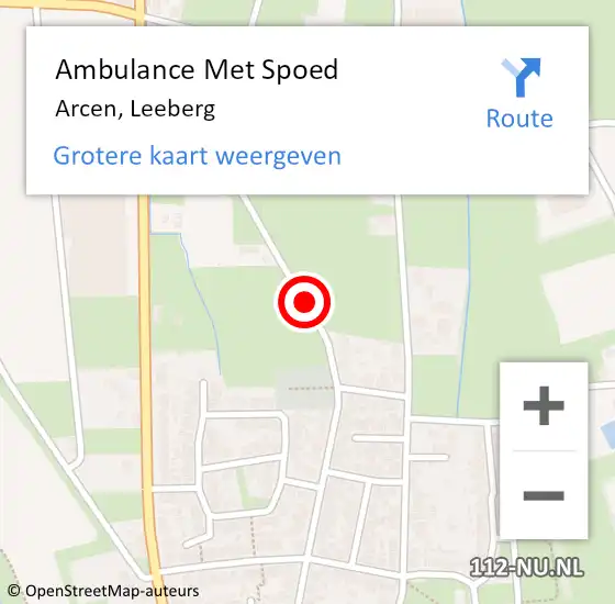 Locatie op kaart van de 112 melding: Ambulance Met Spoed Naar Arcen, Leeberg op 29 maart 2018 16:36