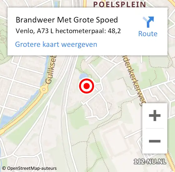Locatie op kaart van de 112 melding: Brandweer Met Grote Spoed Naar Venlo, A73 L hectometerpaal: 48,2 op 29 maart 2018 17:04