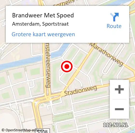 Locatie op kaart van de 112 melding: Brandweer Met Spoed Naar Amsterdam, Sportstraat op 29 maart 2018 21:21