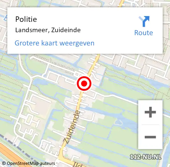 Locatie op kaart van de 112 melding: Politie Landsmeer, Zuideinde op 30 maart 2018 15:25