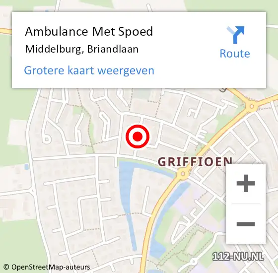 Locatie op kaart van de 112 melding: Ambulance Met Spoed Naar Middelburg, Briandlaan op 30 maart 2018 23:41