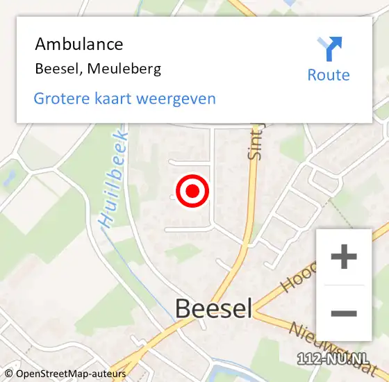 Locatie op kaart van de 112 melding: Ambulance Beesel, Meuleberg op 31 maart 2018 09:01
