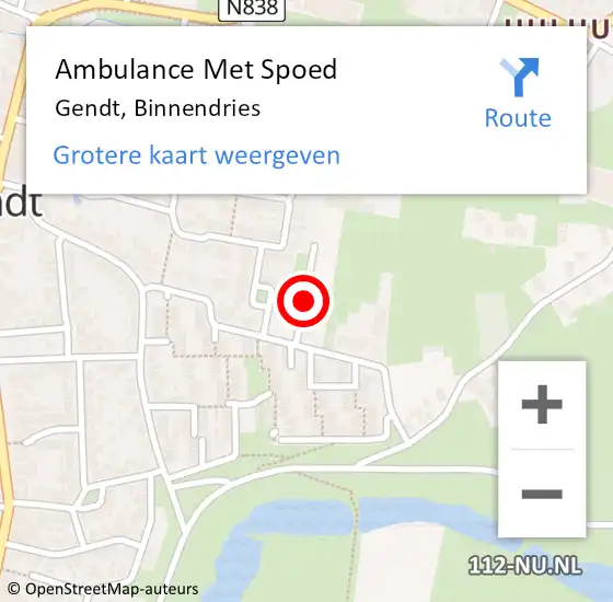 Locatie op kaart van de 112 melding: Ambulance Met Spoed Naar Gendt, Binnendries op 31 maart 2018 11:10