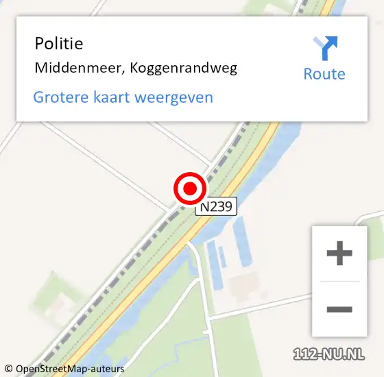 Locatie op kaart van de 112 melding: Politie Middenmeer, Koggenrandweg op 31 maart 2018 14:06
