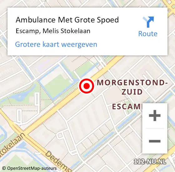 Locatie op kaart van de 112 melding: Ambulance Met Grote Spoed Naar Escamp, Melis Stokelaan op 31 maart 2018 20:42