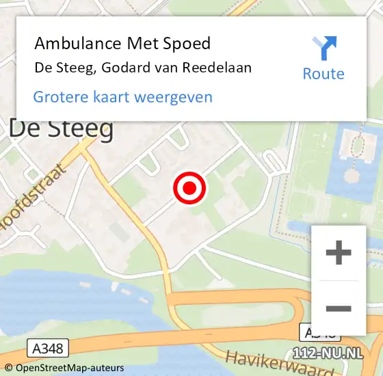 Locatie op kaart van de 112 melding: Ambulance Met Spoed Naar De Steeg, Godard van Reedelaan op 1 april 2018 00:50
