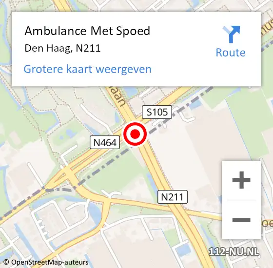 Locatie op kaart van de 112 melding: Ambulance Met Spoed Naar Den Haag, N211 op 1 april 2018 01:08