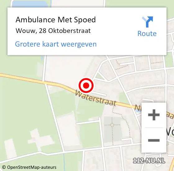 Locatie op kaart van de 112 melding: Ambulance Met Spoed Naar Wouw, 28 Oktoberstraat op 1 april 2018 02:10