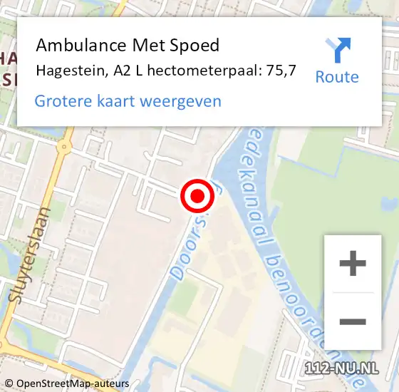 Locatie op kaart van de 112 melding: Ambulance Met Spoed Naar Hagestein, A2 L hectometerpaal: 75,7 op 1 april 2018 06:34