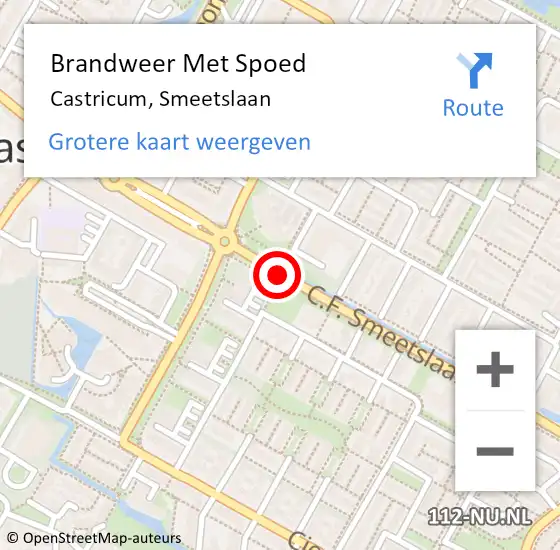 Locatie op kaart van de 112 melding: Brandweer Met Spoed Naar Castricum, Smeetslaan op 1 april 2018 08:52