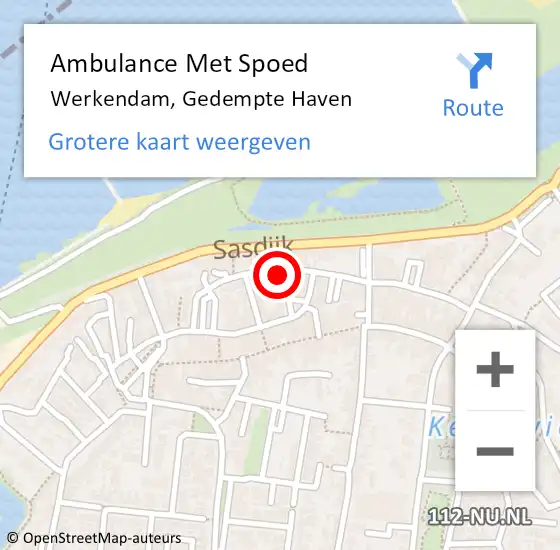 Locatie op kaart van de 112 melding: Ambulance Met Spoed Naar Werkendam, Gedempte Haven op 1 april 2018 10:41