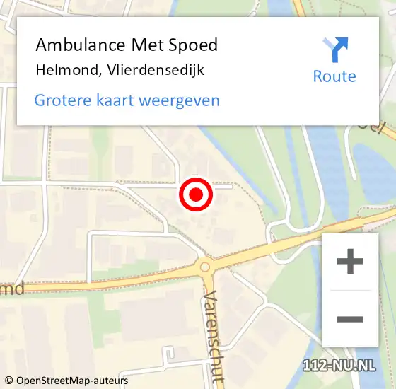 Locatie op kaart van de 112 melding: Ambulance Met Spoed Naar Helmond, Vlierdensedijk op 1 april 2018 11:26