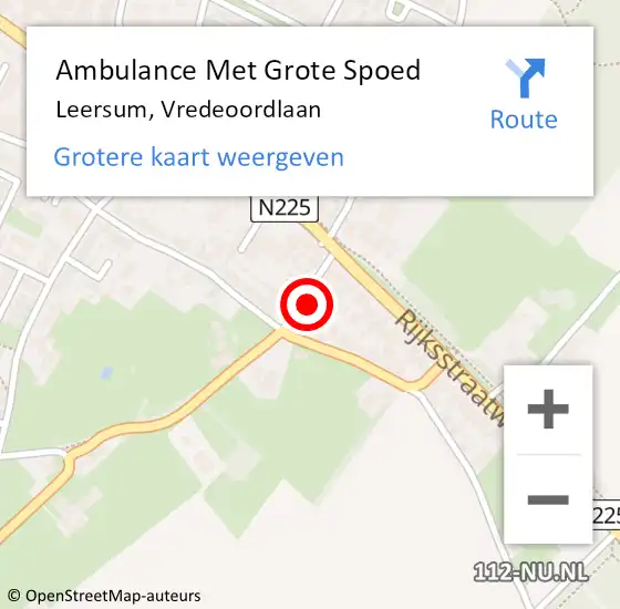 Locatie op kaart van de 112 melding: Ambulance Met Grote Spoed Naar Leersum, Vredeoordlaan op 1 april 2018 11:38