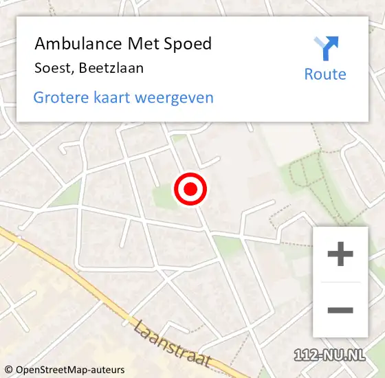 Locatie op kaart van de 112 melding: Ambulance Met Spoed Naar Soest, Beetzlaan op 1 april 2018 12:21