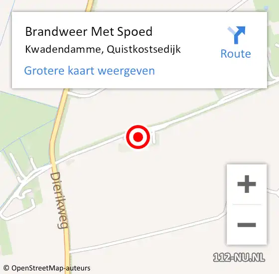 Locatie op kaart van de 112 melding: Brandweer Met Spoed Naar Kwadendamme, Quistkostsedijk op 1 april 2018 14:29